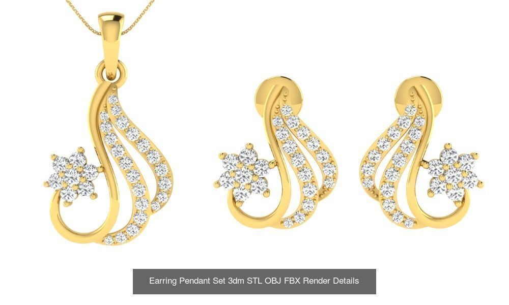 119 Pendant Earring Set 3dm STL OBJ FBX Render Detail Collection _90