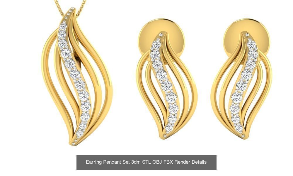 119 Pendant Earring Set 3dm STL OBJ FBX Render Detail Collection _69