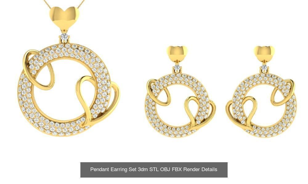 119 Pendant Earring Set 3dm STL OBJ FBX Render Detail Collection _127