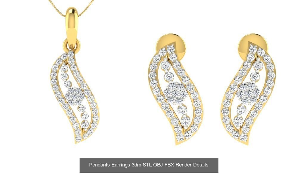 119 Pendant Earring Set 3dm STL OBJ FBX Render Detail Collection _78