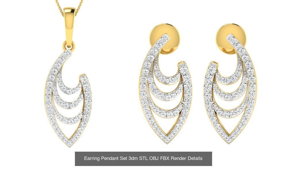 119 Pendant Earring Set 3dm STL OBJ FBX Render Detail Collection _52