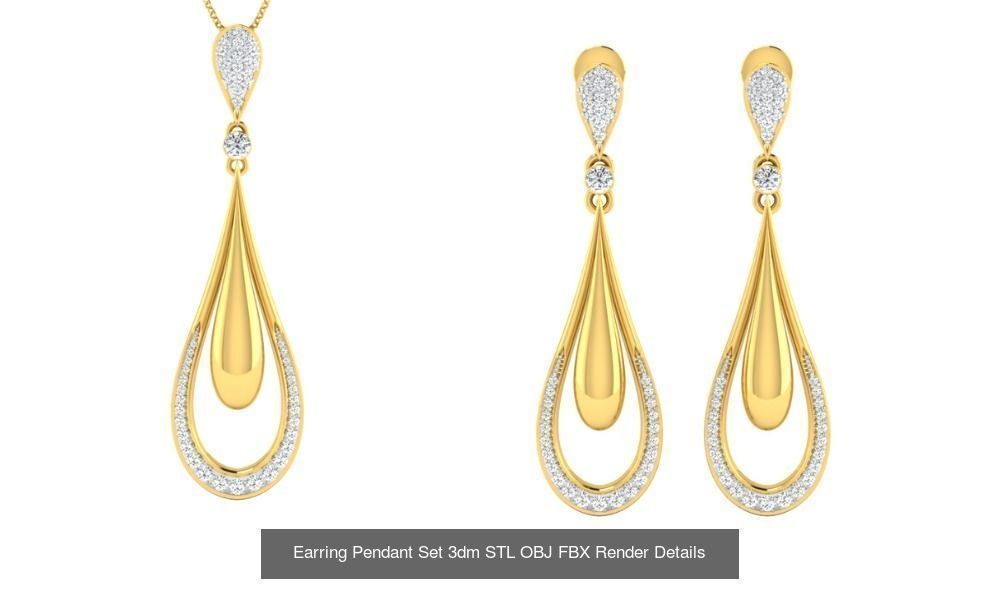 119 Pendant Earring Set 3dm STL OBJ FBX Render Detail Collection _45