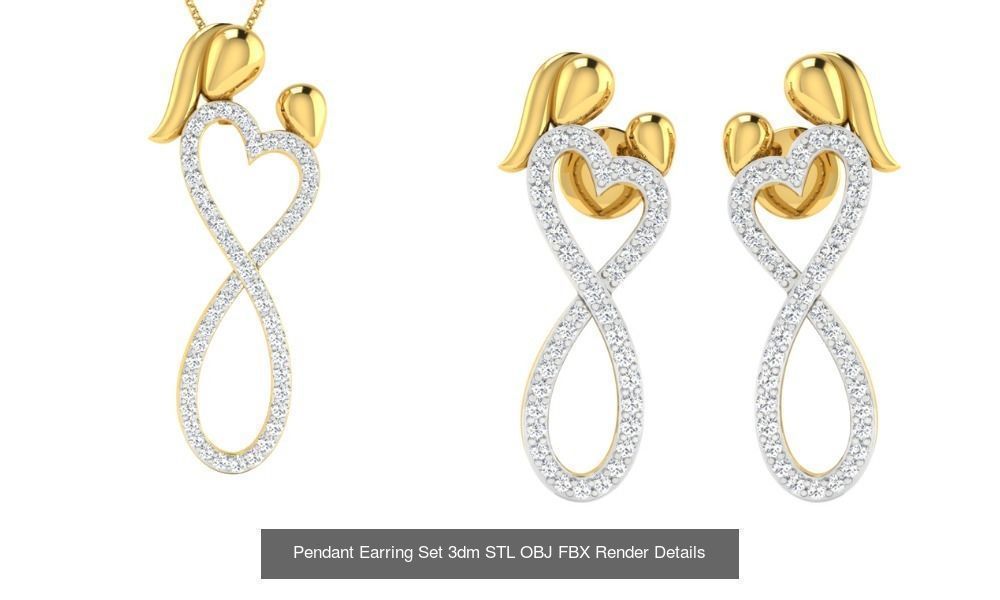 119 Pendant Earring Set 3dm STL OBJ FBX Render Detail Collection _38