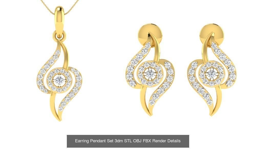 119 Pendant Earring Set 3dm STL OBJ FBX Render Detail Collection _92