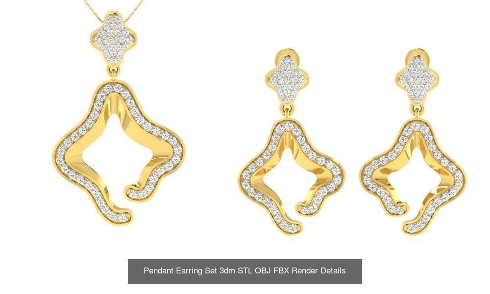 119 Pendant Earring Set 3dm STL OBJ FBX Render Detail Collection _121