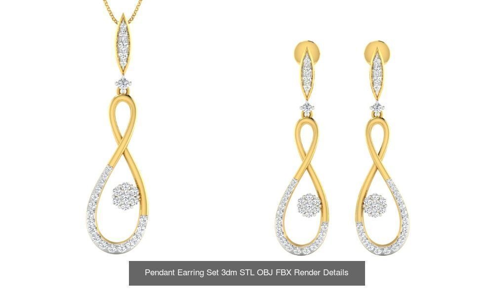 119 Pendant Earring Set 3dm STL OBJ FBX Render Detail Collection _42