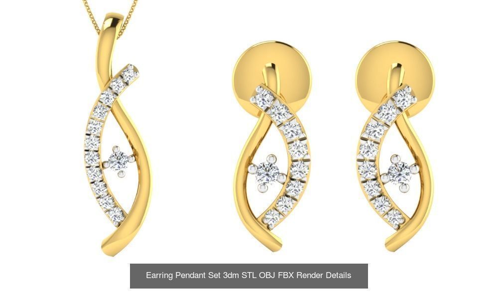 119 Pendant Earring Set 3dm STL OBJ FBX Render Detail Collection _68