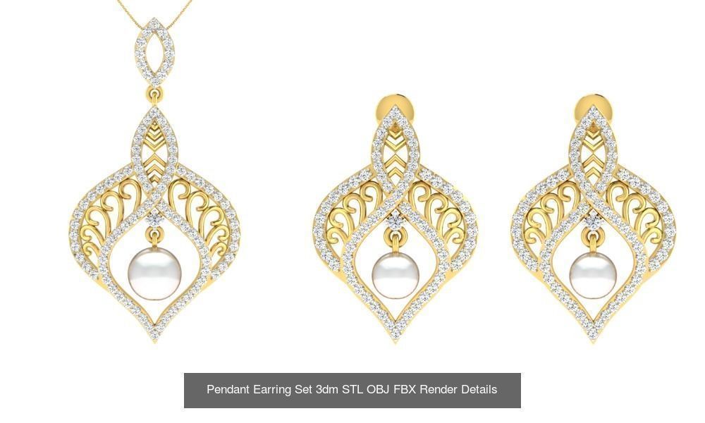 119 Pendant Earring Set 3dm STL OBJ FBX Render Detail Collection _122