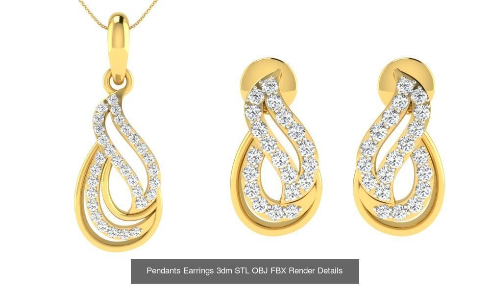 119 Pendant Earring Set 3dm STL OBJ FBX Render Detail Collection _82