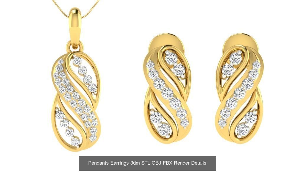 119 Pendant Earring Set 3dm STL OBJ FBX Render Detail Collection _81