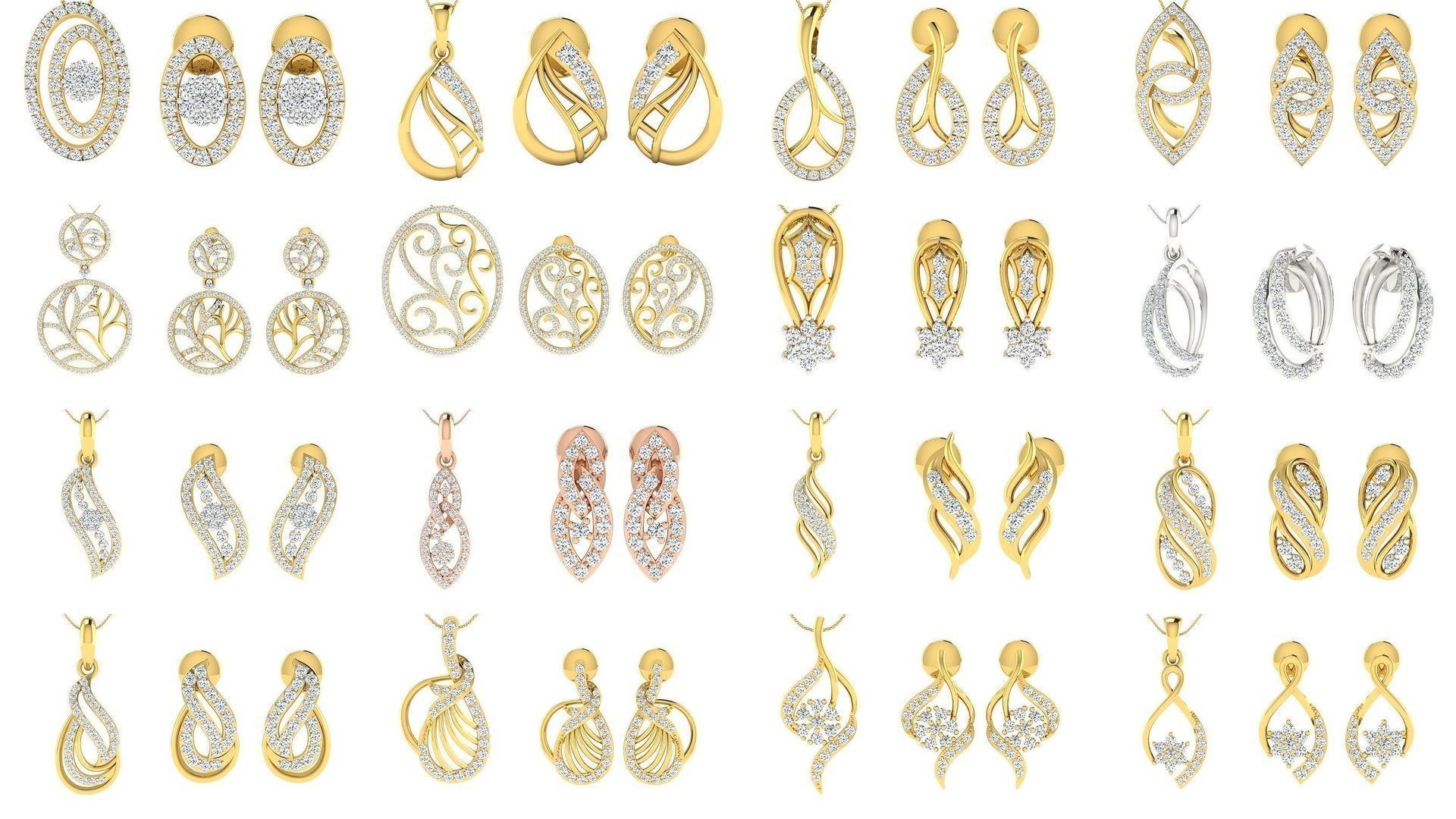 119 Pendant Earring Set 3dm STL OBJ FBX Render Detail Collection _5