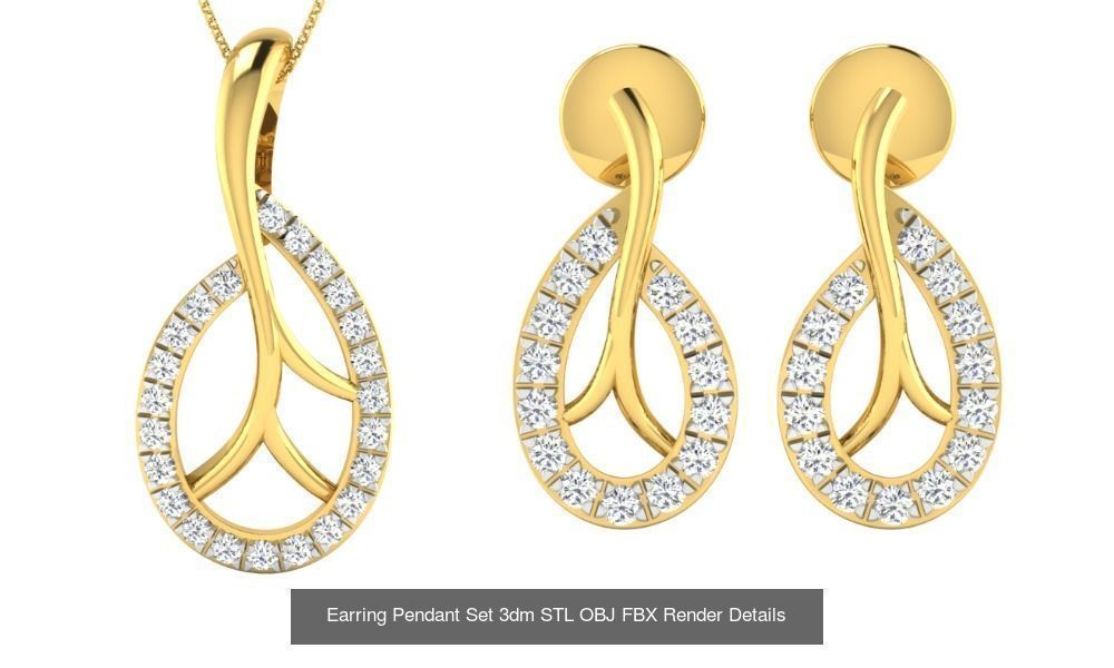 119 Pendant Earring Set 3dm STL OBJ FBX Render Detail Collection _72