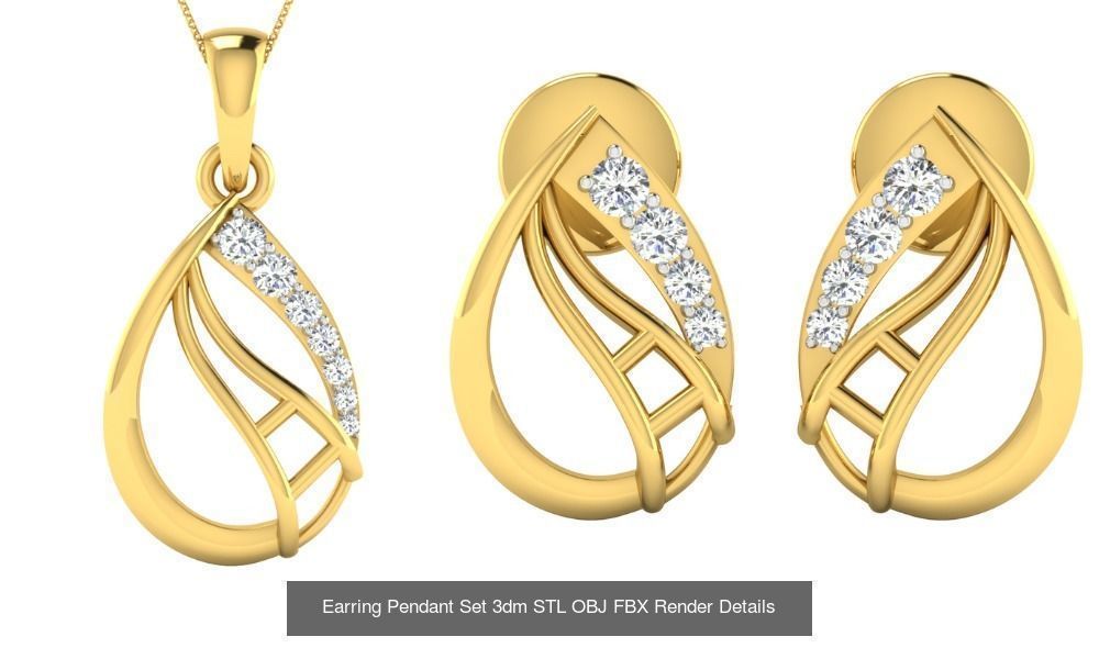 119 Pendant Earring Set 3dm STL OBJ FBX Render Detail Collection _71