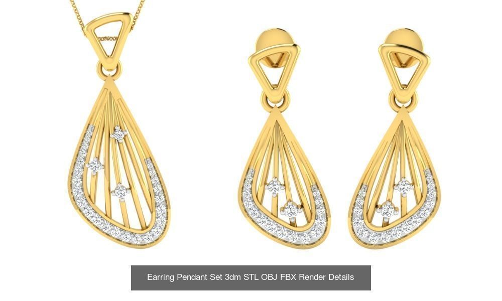 119 Pendant Earring Set 3dm STL OBJ FBX Render Detail Collection _51