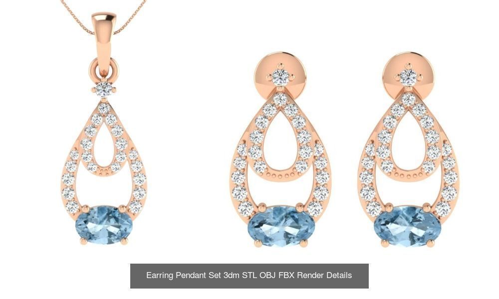 119 Pendant Earring Set 3dm STL OBJ FBX Render Detail Collection _100