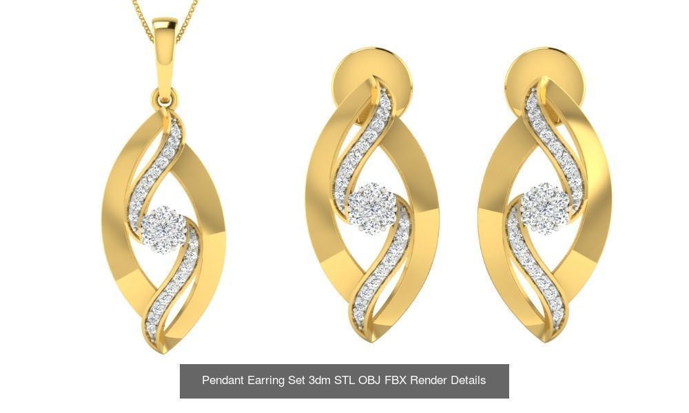 119 Pendant Earring Set 3dm STL OBJ FBX Render Detail Collection _30