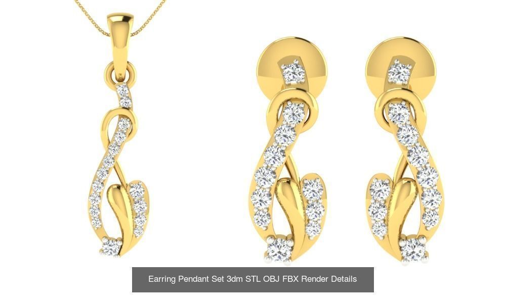 119 Pendant Earring Set 3dm STL OBJ FBX Render Detail Collection _89