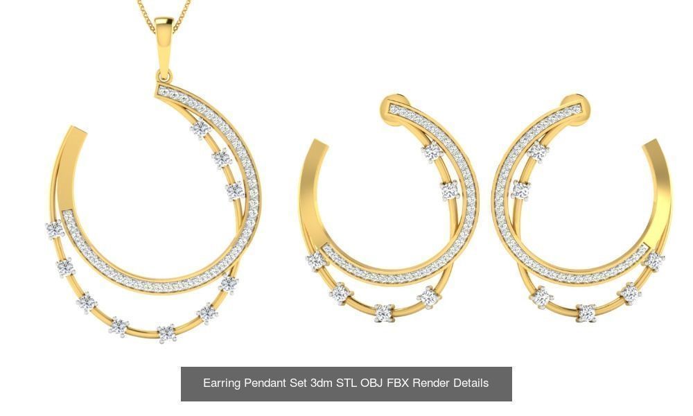 119 Pendant Earring Set 3dm STL OBJ FBX Render Detail Collection _50