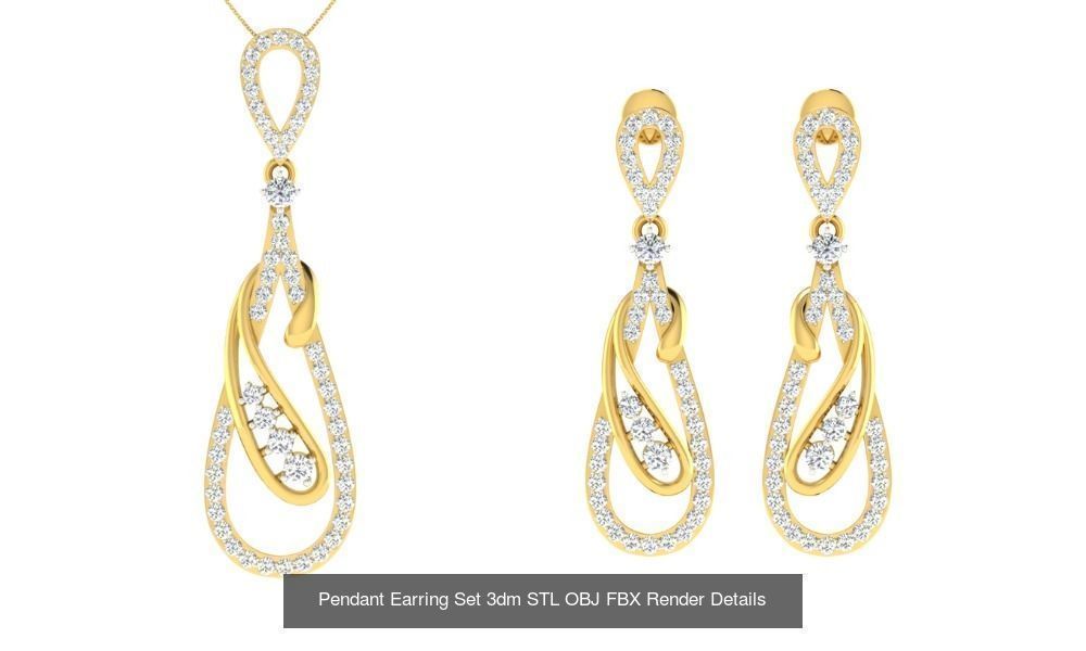 119 Pendant Earring Set 3dm STL OBJ FBX Render Detail Collection _132