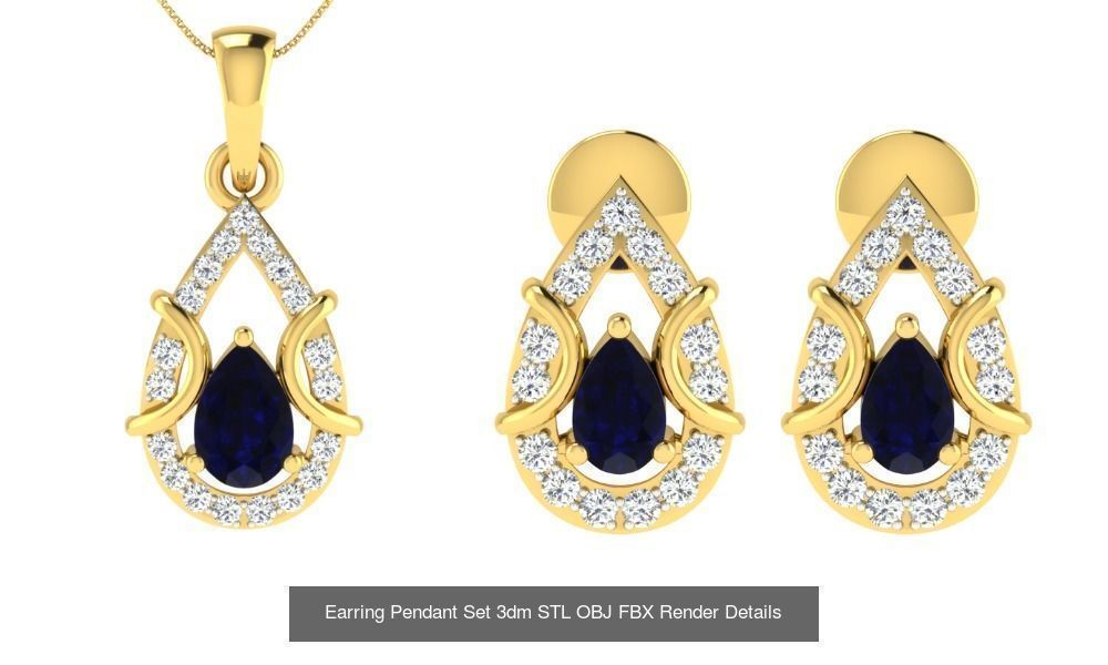 119 Pendant Earring Set 3dm STL OBJ FBX Render Detail Collection _102