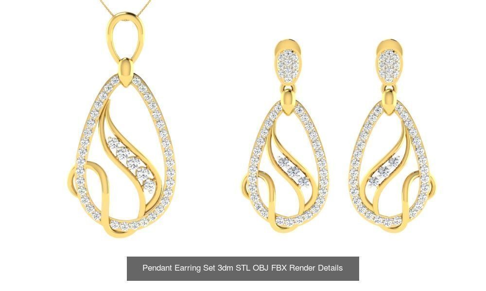119 Pendant Earring Set 3dm STL OBJ FBX Render Detail Collection _129