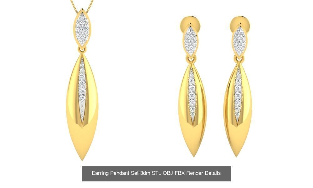 119 Pendant Earring Set 3dm STL OBJ FBX Render Detail Collection _48