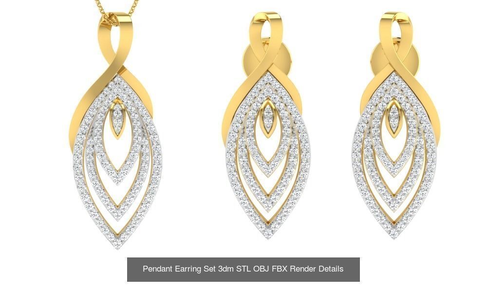 119 Pendant Earring Set 3dm STL OBJ FBX Render Detail Collection _24