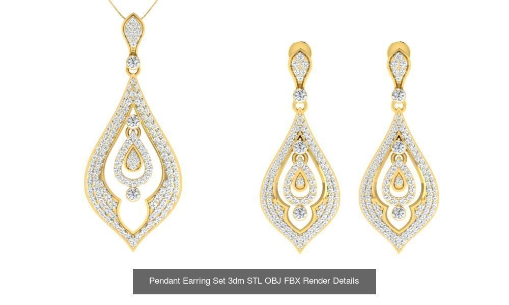 119 Pendant Earring Set 3dm STL OBJ FBX Render Detail Collection _119