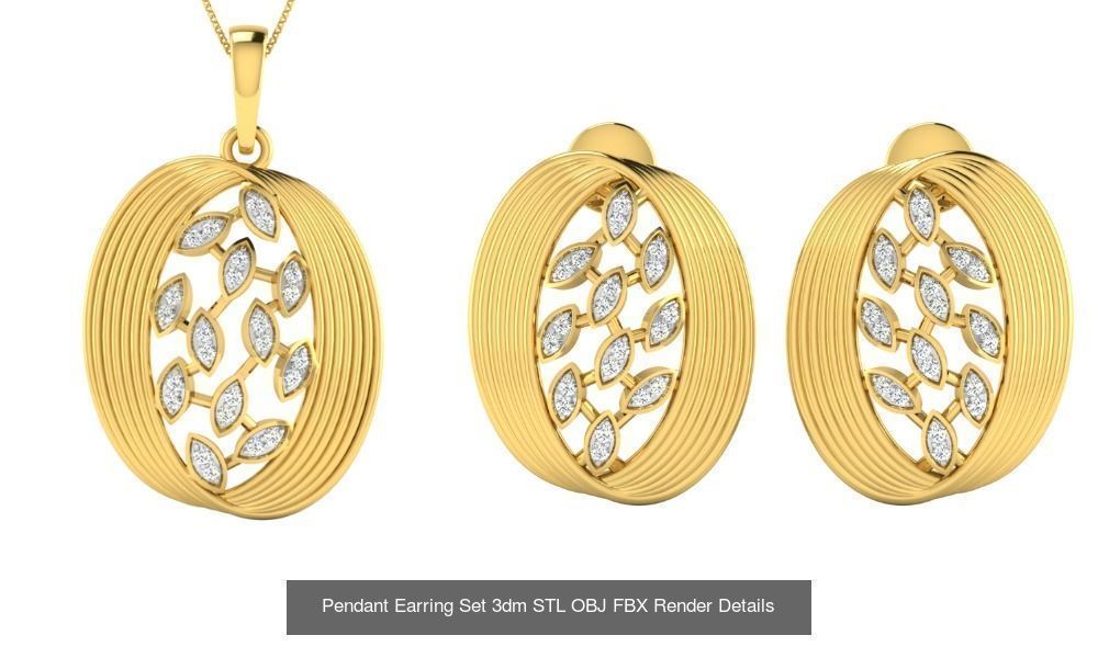 119 Pendant Earring Set 3dm STL OBJ FBX Render Detail Collection _39