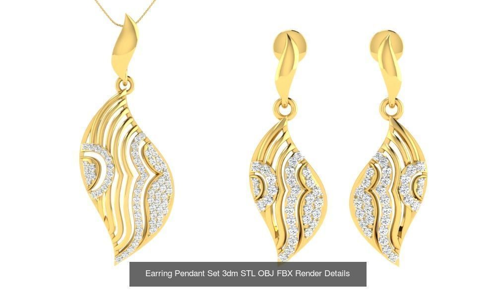 119 Pendant Earring Set 3dm STL OBJ FBX Render Detail Collection _112