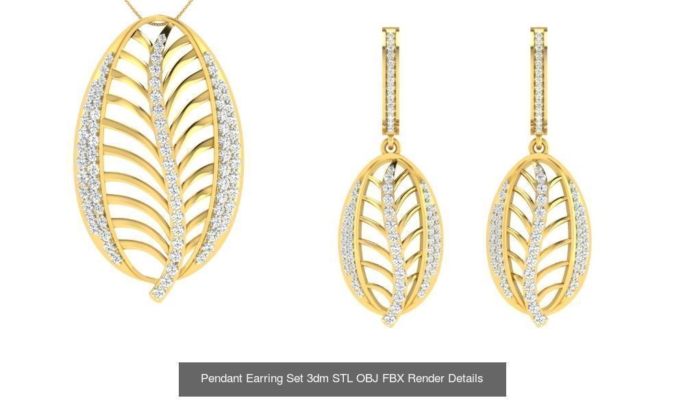 119 Pendant Earring Set 3dm STL OBJ FBX Render Detail Collection _137