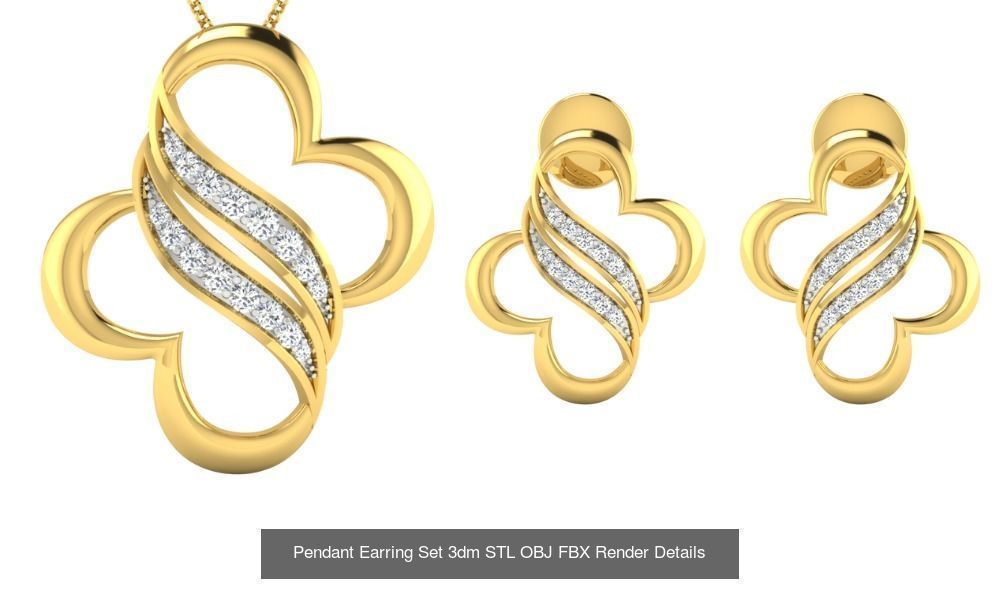 119 Pendant Earring Set 3dm STL OBJ FBX Render Detail Collection _32