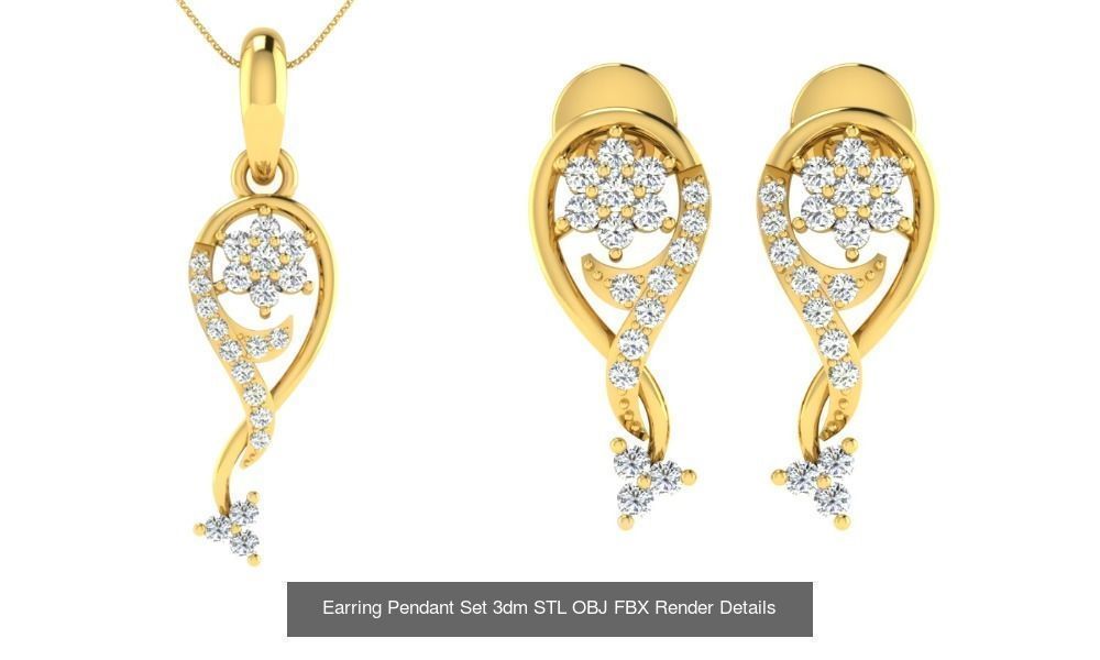 119 Pendant Earring Set 3dm STL OBJ FBX Render Detail Collection _88