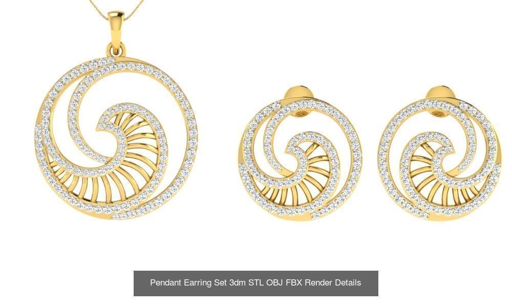 119 Pendant Earring Set 3dm STL OBJ FBX Render Detail Collection _118