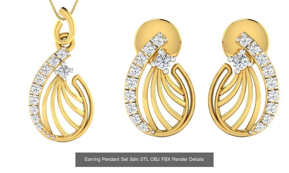 119 Pendant Earring Set 3dm STL OBJ FBX Render Detail Collection _56
