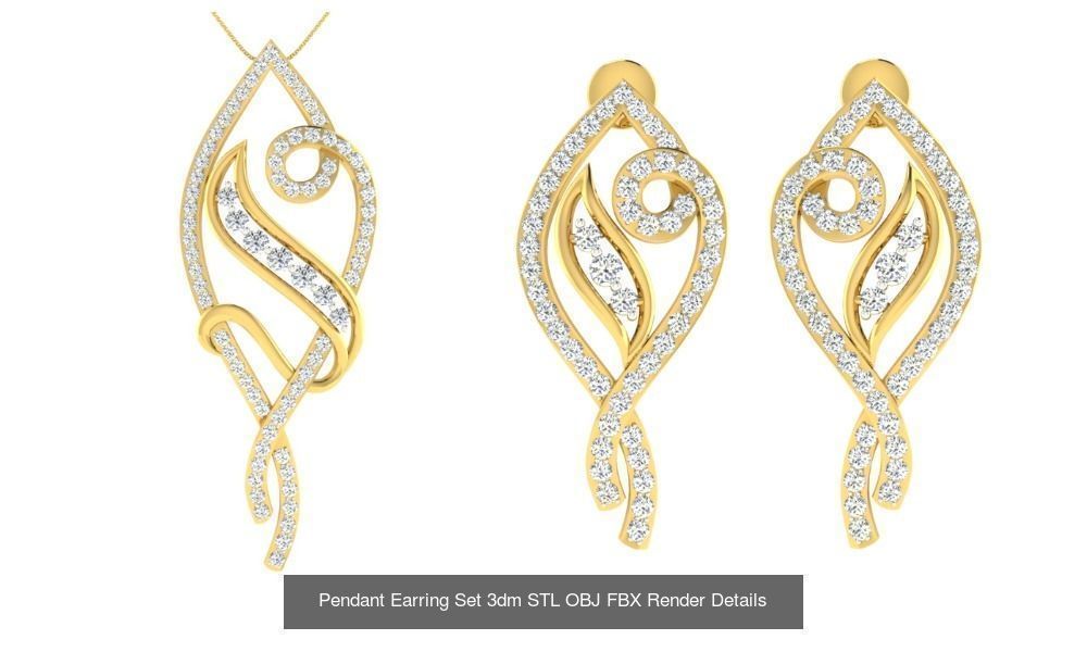 119 Pendant Earring Set 3dm STL OBJ FBX Render Detail Collection _130