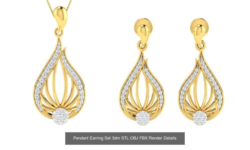 119 Pendant Earring Set 3dm STL OBJ FBX Render Detail Collection _41