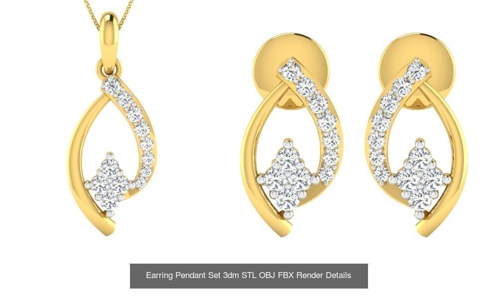 119 Pendant Earring Set 3dm STL OBJ FBX Render Detail Collection _66