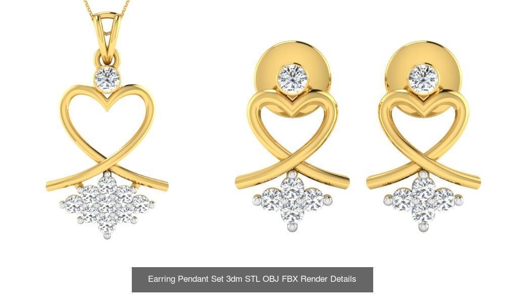 119 Pendant Earring Set 3dm STL OBJ FBX Render Detail Collection _63