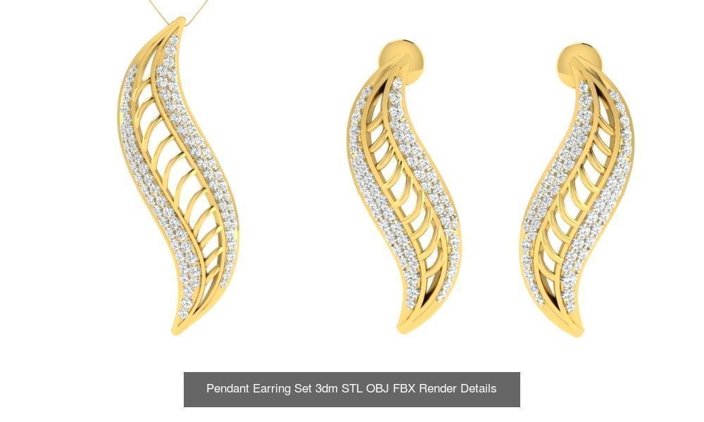 119 Pendant Earring Set 3dm STL OBJ FBX Render Detail Collection _138
