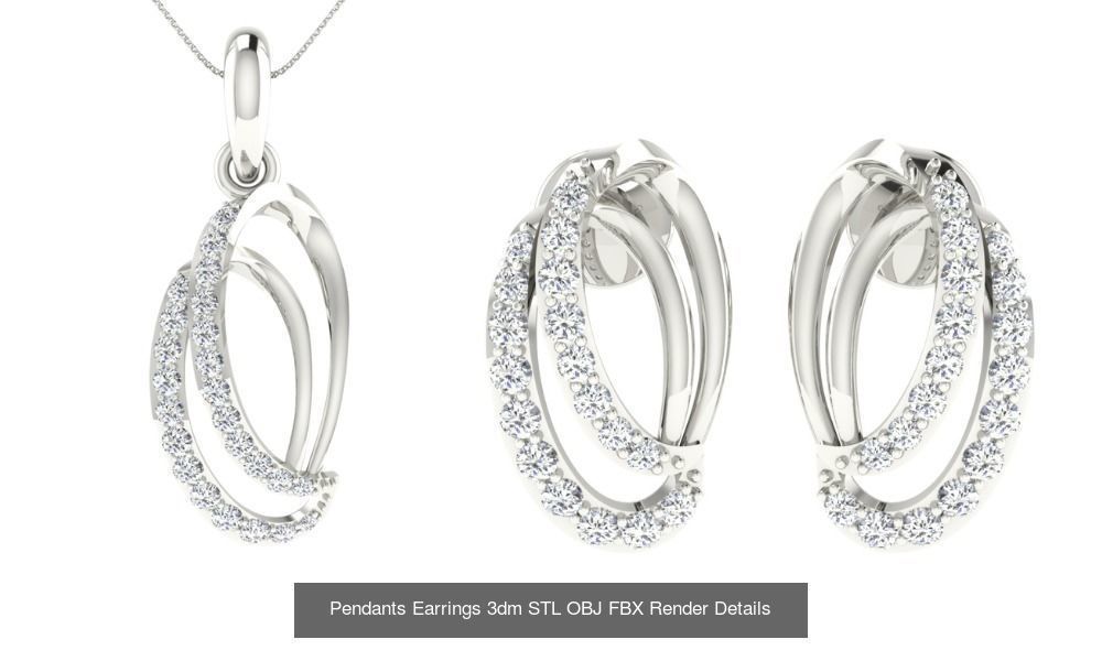 119 Pendant Earring Set 3dm STL OBJ FBX Render Detail Collection _77
