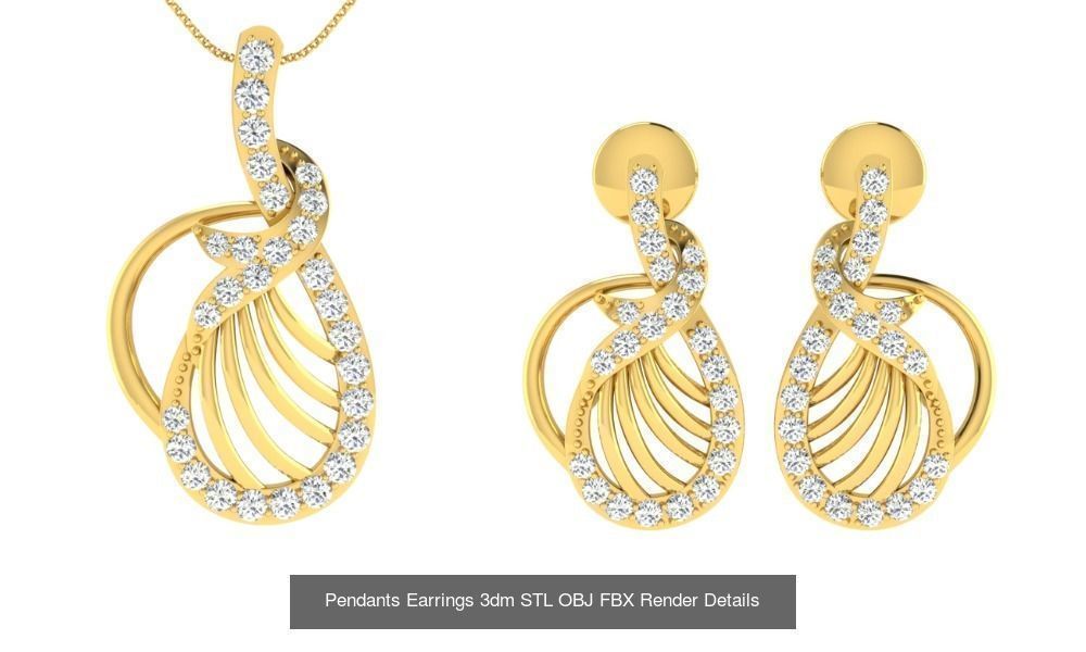 119 Pendant Earring Set 3dm STL OBJ FBX Render Detail Collection _83