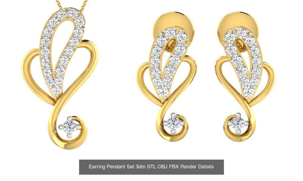 119 Pendant Earring Set 3dm STL OBJ FBX Render Detail Collection _57