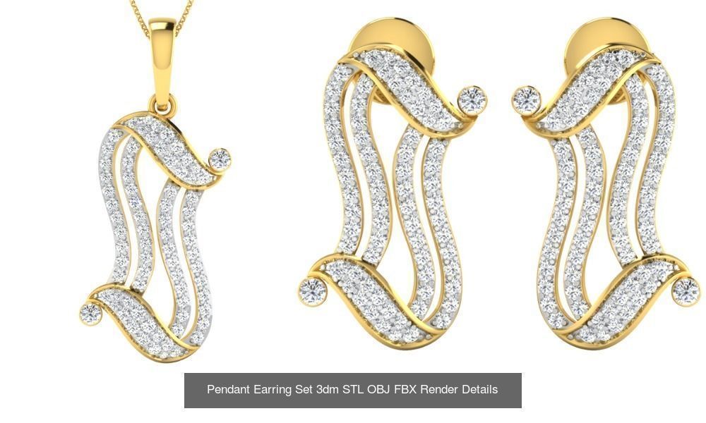 119 Pendant Earring Set 3dm STL OBJ FBX Render Detail Collection _26