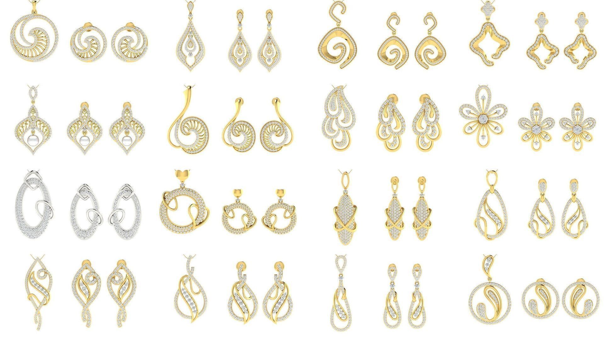 119 Pendant Earring Set 3dm STL OBJ FBX Render Detail Collection _16
