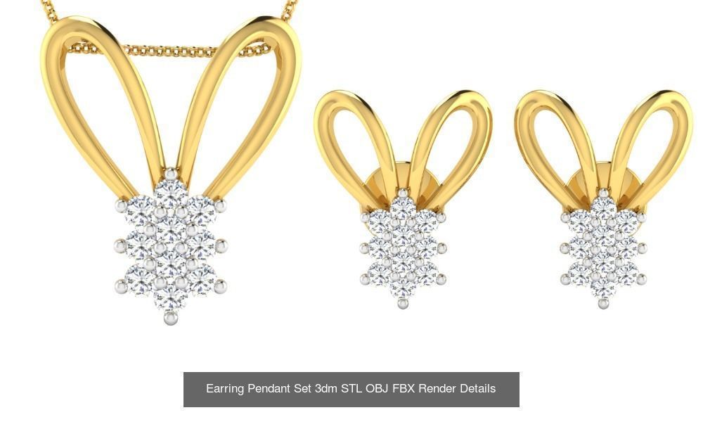 119 Pendant Earring Set 3dm STL OBJ FBX Render Detail Collection _65