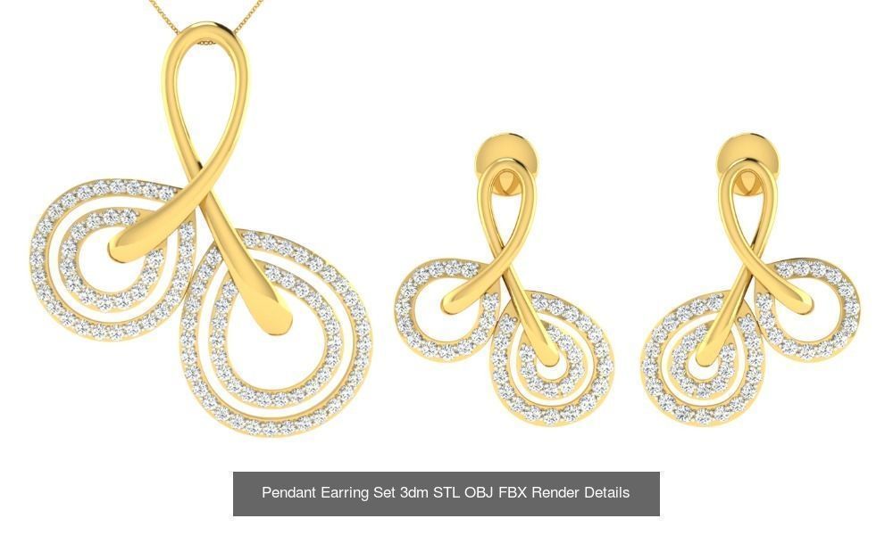 119 Pendant Earring Set 3dm STL OBJ FBX Render Detail Collection _135