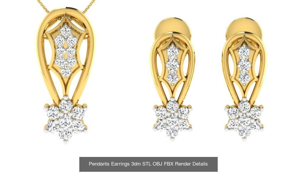 119 Pendant Earring Set 3dm STL OBJ FBX Render Detail Collection _76