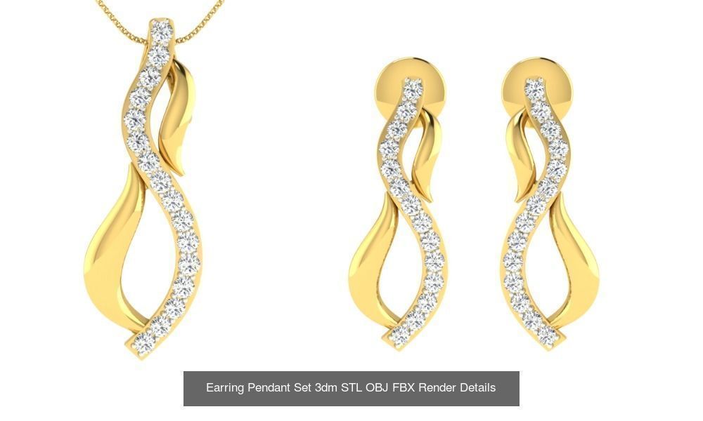 119 Pendant Earring Set 3dm STL OBJ FBX Render Detail Collection _91