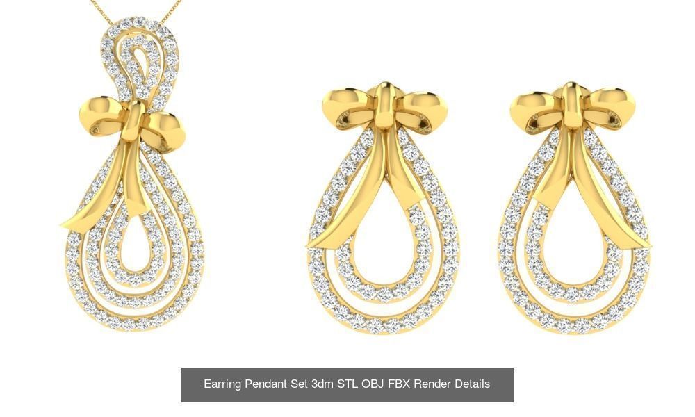 119 Pendant Earring Set 3dm STL OBJ FBX Render Detail Collection _110